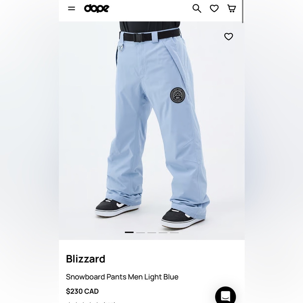 DOPE Blizzard snowboard pants light blue